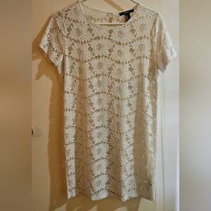 Forever 21 White Floral Lace Cover-Up Dress